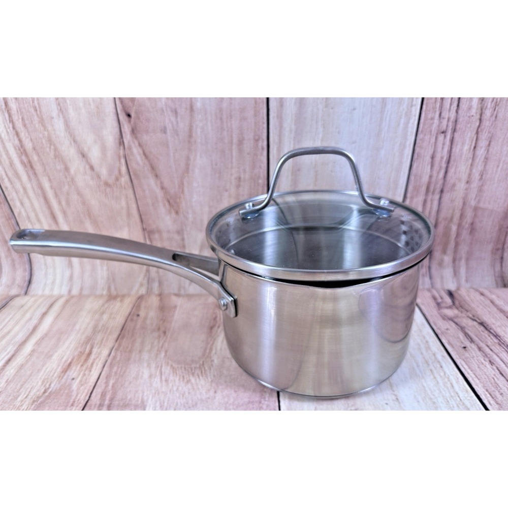 Calphalon Classic 87015 Stainless 1.5 Qt Dual Pour Pot With Glass Strainer Lid